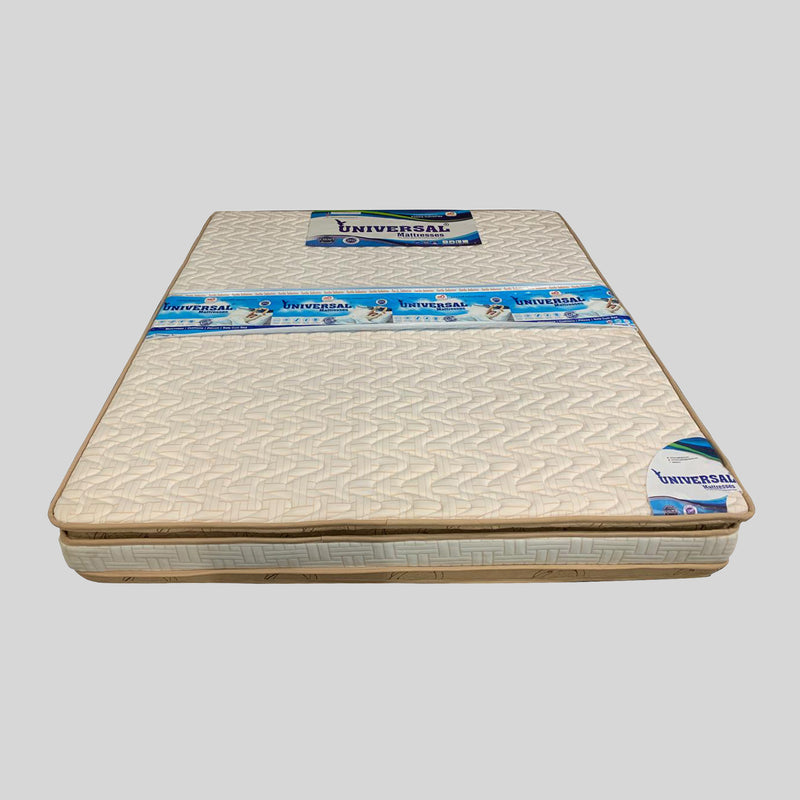 Mattress with 'Universal' branding on a gray background