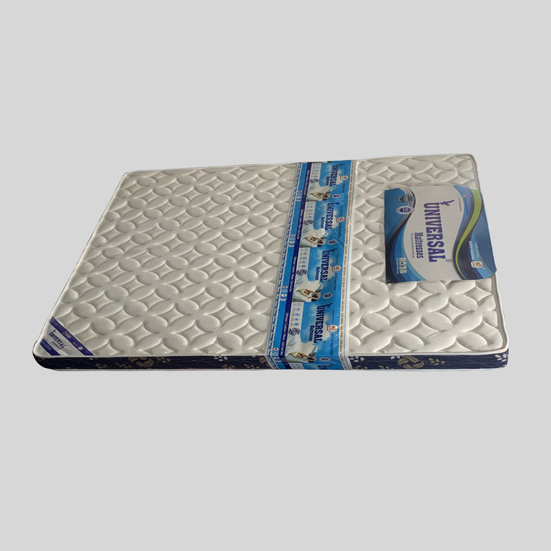 Mattress with 'Universal' branding on a gray background
