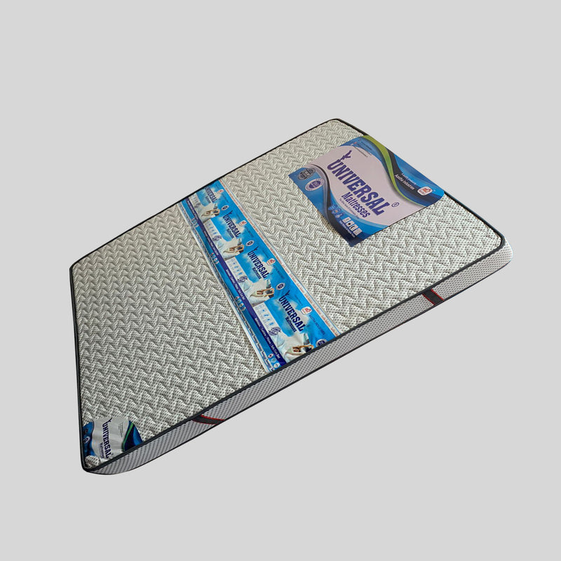 Mattress with 'Universal' packaging on a gray background