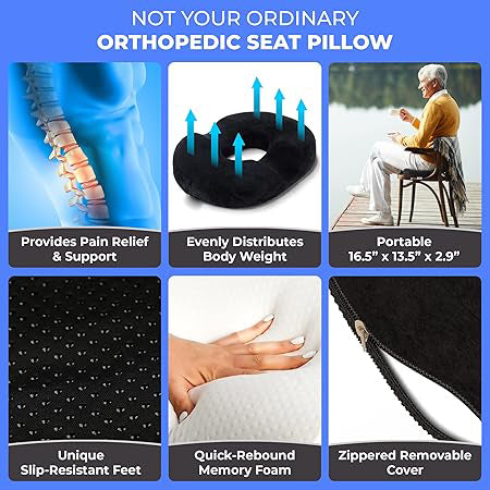 ZenDonut Tailbone & Coccyx Cushion – Long Sitting Comfort & Relief