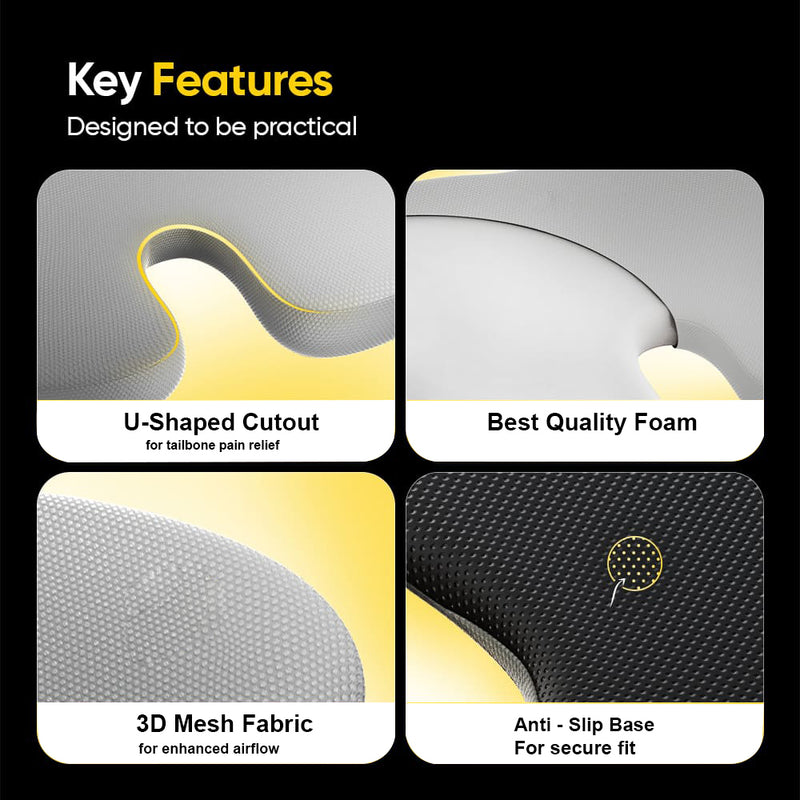 Drive Wedge J Car Seat Memory Foam Cushion – Hip & Back Support